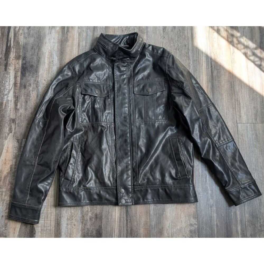 Vintage Levi's Faux Leather Distressed Bomber Jacket Men's Size Medium Brown VTG